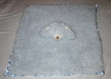 Stephan Baby Blue Bear Fuzzy Lovey Security Blanket NuNu Satin Trim