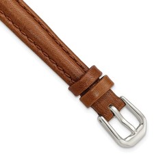 10mm 6.75" Havana Smooth Leather Silver-tone Buckle Watch Band