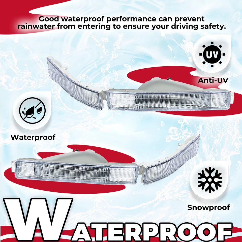 New Chrome Front Bumper Signal Lights LH & RH W/Bulbs For 1990-1994 Lexus LS400 - Image 2 of 4