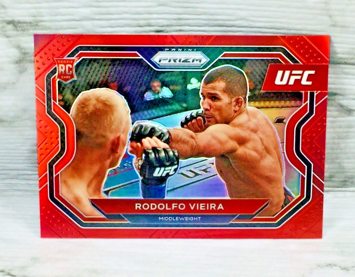 2021 PANINI PRIZM UFC #107 RODOLFO VIEIRA RED PRIZM RC ROOKIE CARD (#097/275)