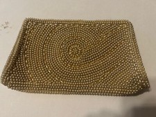 Vintage Faux Pearl Beads Zipped Clutch Purse/evenging Bag