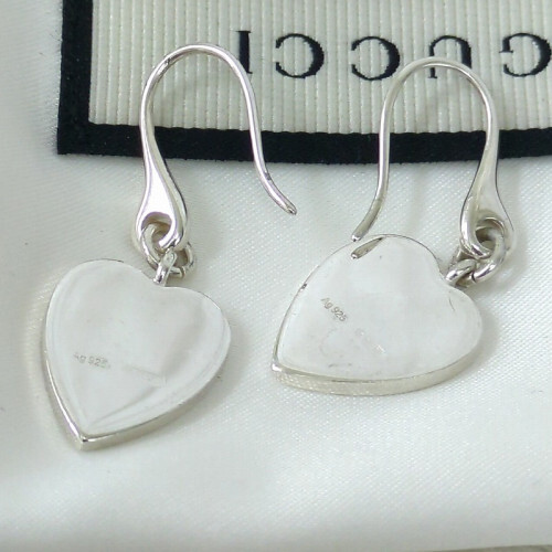 GUCCI Silver 925 Trademark Heart Earrings, Made in Italy [VG