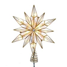 Kurt S. Adler Kurt Adler 10-Light 12-Point Capiz Star and Center Gem Treetop,...