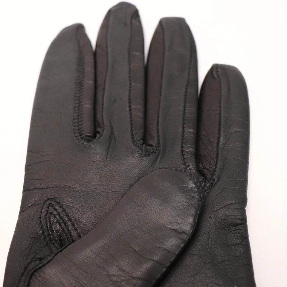 Classic Van Raalte Leather Gloves Women 7 Cashmere Lined Black Past Wrist NWT - Image 4 of 4