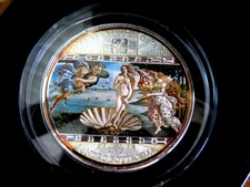 2008 Masterpieces of Art "The Birth of Venus" $20 Silver Coin Cook Islands D13
