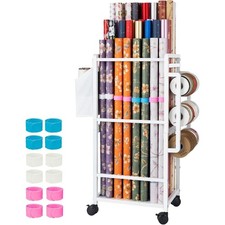 Gift Wrapping Paper Organizer Storage, Rolling Gift Wrap Storage Stand Vertical