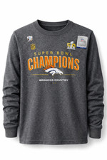 Team Apparel Youth Denver Broncos Long Sleeve T-Shirt Gray Large 14/16