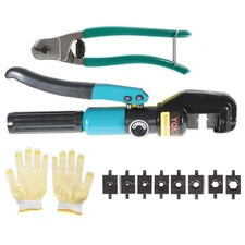 Hydraulic Crimping Tool 6 MT W/9 Dies Crimper Wire Battery Cable Lug Terminal