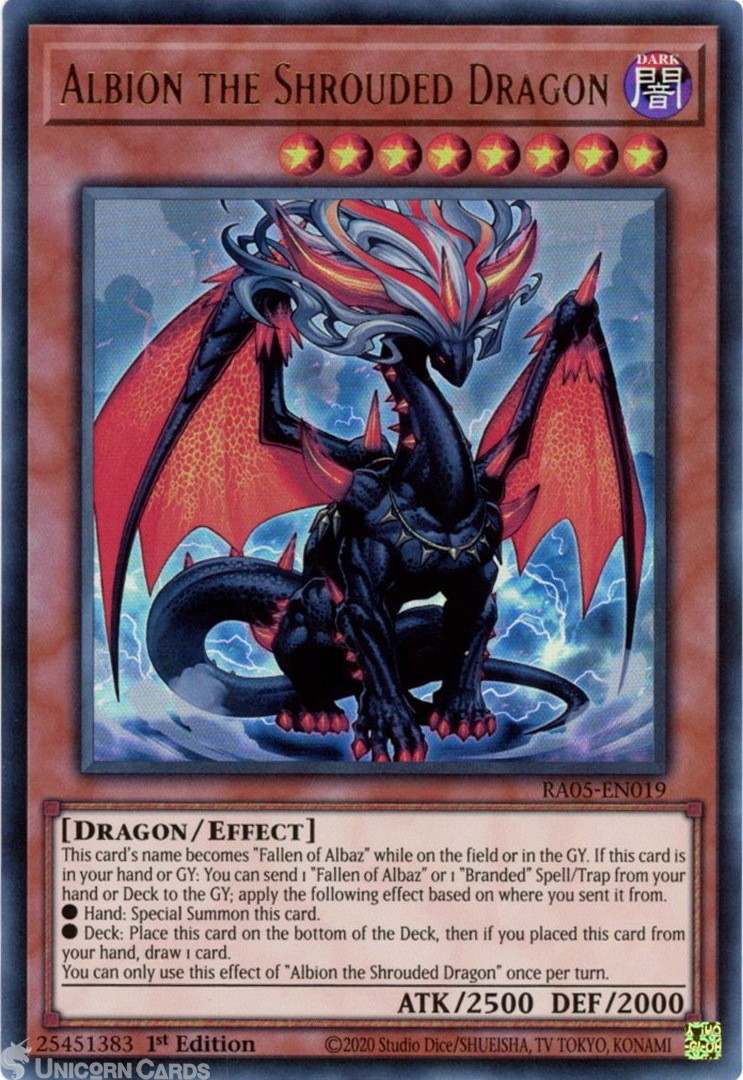 RA05-EN019 Albion the Shrouded Dragon : Ultra Rare 1st Edition Mint YuGiOh Card