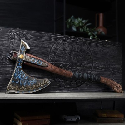 Leviathan Axt Replik Kratos GOW Ragnarok Sammlerstück Prop 36'' Kohlenstoffstahl
