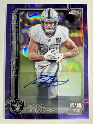 2025 Topps Chrome Brock Bowers Purple Lava Refractor Auto Autograph #/75