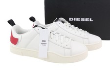 DIESEL Men Sneakers S-Clever Low Lace EU44.5 White Red Leather Almond Trainers