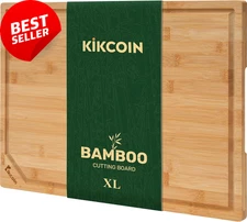 Extra Large Bamboo Cutting Board 17.6x12" w/ Juice Groove & Handle Heavy Duty
