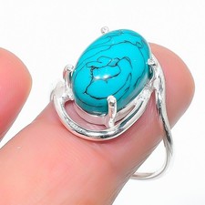 Green Turquoise Gemstone 925 Sterling Silver Jewelry All Size Ring For Gift
