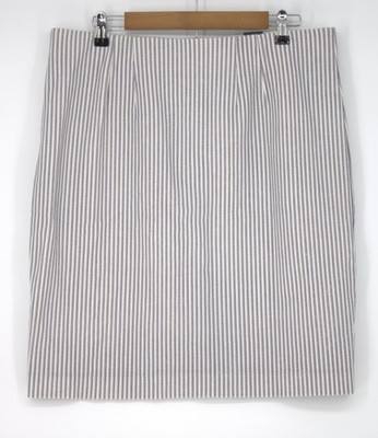 Amanda + Chelsea Skirt Womens XL Blue Stripe Knit Pencil Stretch Knee Length