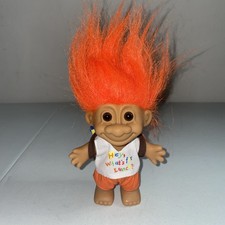 Russ Berrie Treasure Troll "Hey, What's for Lunch " Doll w/ Orange Hair Backpack