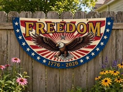 Vintage Freedom Eagle Semicircle Flag Outdoor Decor