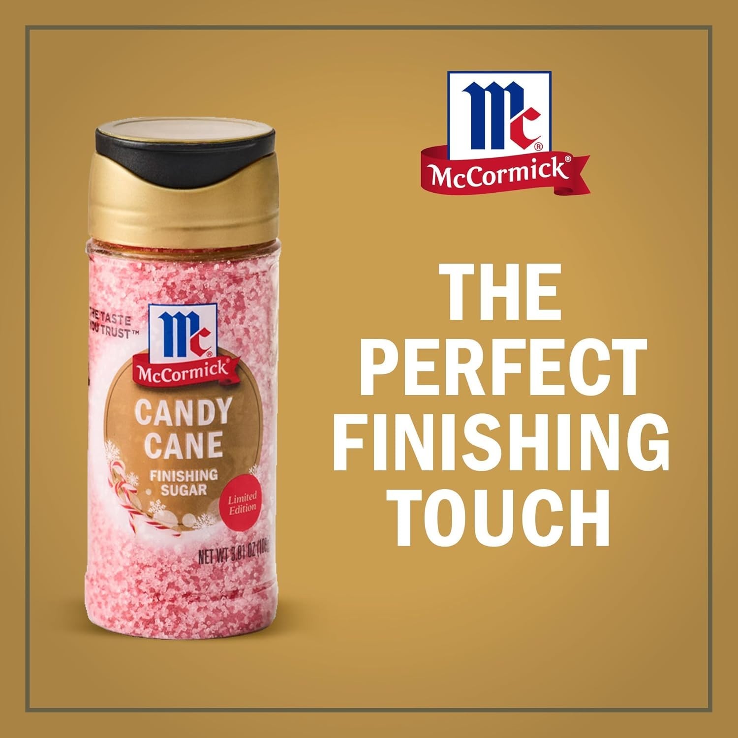 McCormick Finishing Sugar, Candy Cane, Limited Edition, Sweet Peppermint 3.81 oz