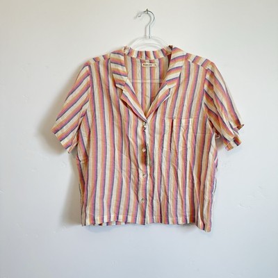 Marine Layer Doze Short Sleeve PJ Top  Retro Ombre Stripe Women Size XL