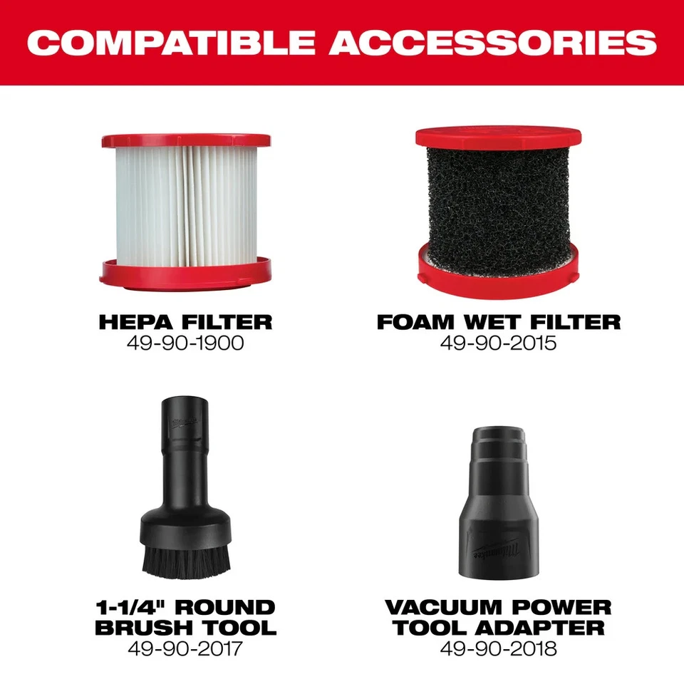 Milwaukee 0880-20 M18 18V Wet/Dry Vacuum w/ Crevice Tool - Bare Tool - Image 4 of 4