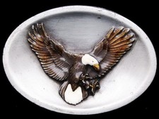 II27103 VERY COOL VINTAGE 1988 BERGAMOT  FLYING BALD EAGLE  PEWTER BUCKLE