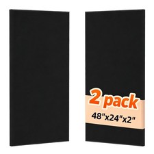 FAHKNS Sound Absorbing Acoustic Wall Panels: 48"x24"x2" Fiberglass Black