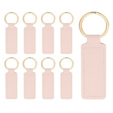 9pcs Leather Keychain,72mm Sublimation Keychain Blanks,Rectangular,Pink