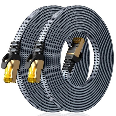 Cat 8 Ethernet Cable 10 FT 2 Pack, 40Gbps 2000Mhz High Speed Cat8 Network LAN...