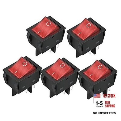 30A Rocker Switch 4 Pin Red LED Lighted Rocker Toggle Switch DPST Heavy 12V