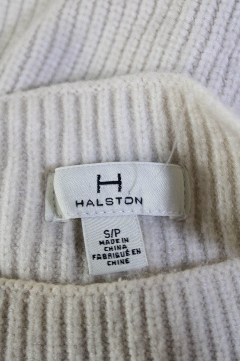 H By Halston Womens Knitted Long Sleeved Mock Neck Sweater Beige Size S
