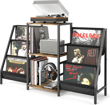 Record Player Stand with Vinyl Storage, Record Player Table with Vinyl Record St