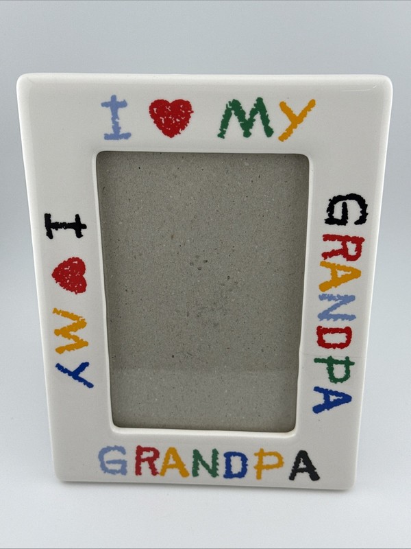 I Love My Grandpa Ceramic Picture Frame Colorful Letters 4x6 Photo Gift
