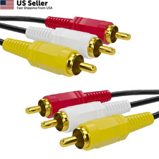 RCA Cable, AV Cable Gold Plated, Yellow/White/red connectors 3 4.6feet, Black