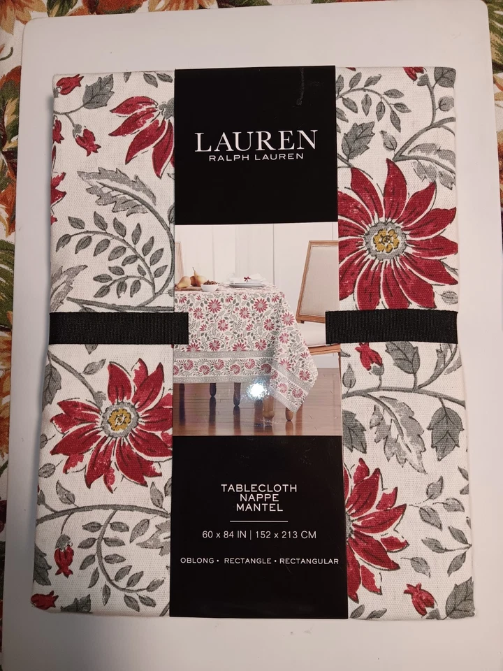 LAUREN Ralph Lauren Weihnachten Urlaub Weihnachtsstern Tischdecke 60"x84" Baumwolle Neu