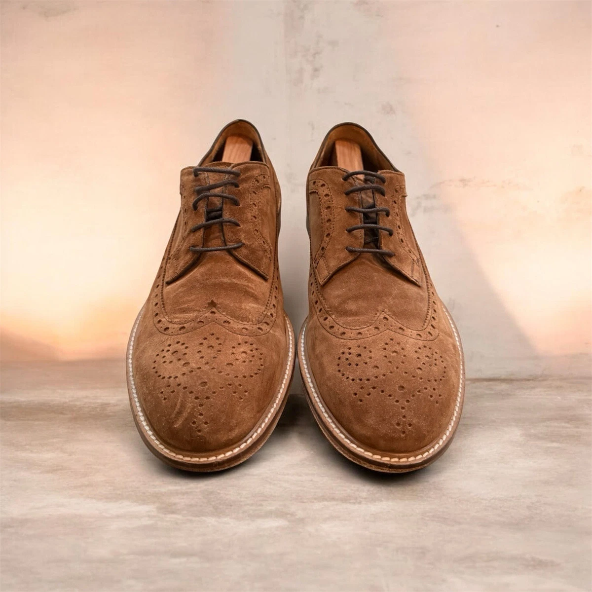 Vero Cuoio Men’s Size EU 42 US 9 wing tip brown tan dress  shoes  Made in Italy Dress Men main image 4