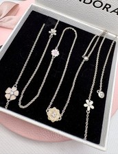 Genuine PANDORA Silver Poetic Blooms Necklace S925 ALE 80cm Boxed