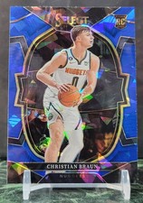 2022-23 Panini Select Christian Braun #85 Blue Cracked Ice Prizm Rookie RC...