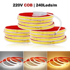 AC220V Dimmable COB LED Strip Lights Waterproof Flexible Tape Home Outdoor Light