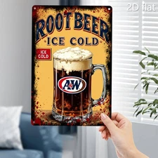 Vintage A&W Root Beer Retro Tinplate Tin Metal Signs Home Décor 8x12 