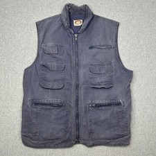 Vintage 80s Banana Republic Vest Men's Size XL Full Zip Safari Blue Pockets