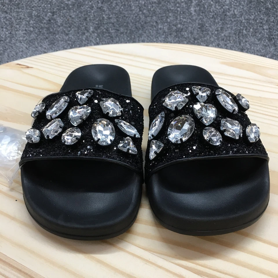 Sandalias Michael Kors Mujer 6 M Gilmore Cristal Adornado Slide Negras NUEVAS Foto 4 de 4
