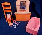 Vintage Barbie Bathroom Set • Tub, Vanity Sink, Toilet, Shelf Unit 1993