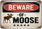 Beware of Moose Crossing Tin Sign Vintage Animal Metal Sign for Garden and