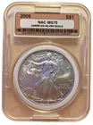 2009 American Silver Eagle $1 ☆ NAC Graded Mint State 70