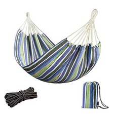 Brazilian Hammock for Single Person Portable Hammock with Blue Green Stripes