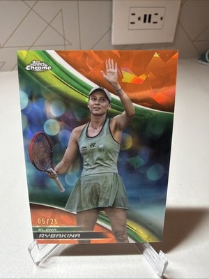Elena Rybakina - 2025 Topps Chrome Sapphire Tennis ORANGE Sapphire /25 SSP #4