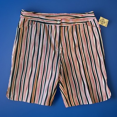NWT Women s Kate Park Red White & Blue Striped Shorts 10  Inseam Size 16