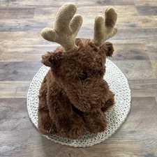 Aurora Brown Moose Plush 13" Sitting Down Stuffed Animal 