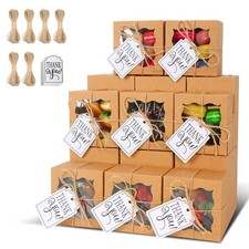 KPOSIYA 60 Pcs Brown Bakery Boxes with Window Individual Cupcake 60,
