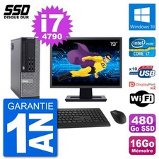 PC Dell 9020 SFF Ecran 19" Intel i7-4790 RAM 16Go SSD 480Go Windows 10 Wifi